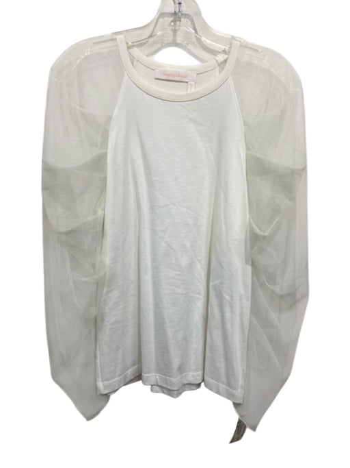 SeeByChloe Size XS White Cotton Tulle Long Sleeve Crew Neck Top White / XS