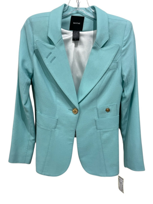 Smythe Size 2 Aqua Wool Blend Gold Buttons Jacket Blazer Aqua / 2
