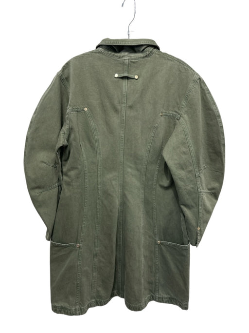 Cult Gaia Size L Dark Green Cotton Zip Front Collared Pockets Mini Dress Dark Green / L
