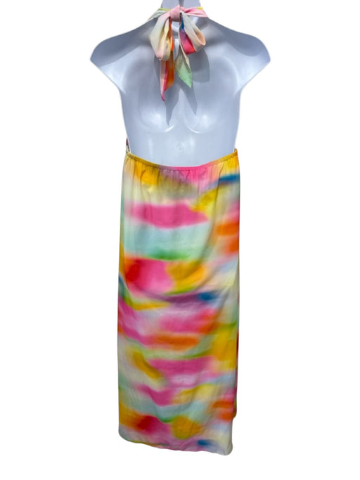 CROSBY by Mollie Burch Size L Multi Polyester Halter Maxi V Neck Ombre Dress Multi / L