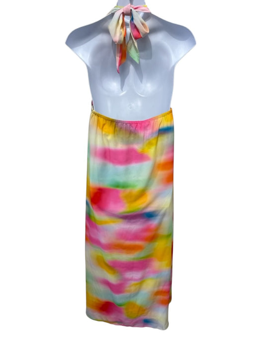 CROSBY by Mollie Burch Size L Multi Polyester Halter Maxi V Neck Ombre Dress Multi / L