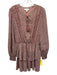 Allison Size L Burnt Orange & Multi Polyester Long Balloon Sleeve Mini Dress Burnt Orange & Multi / L