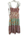 Free People Size M Green, Pink & Multi Cotton Ribbon Straps Floral Print Dress Green, Pink & Multi / M