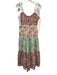 Free People Size M Green, Pink & Multi Cotton Ribbon Straps Floral Print Dress Green, Pink & Multi / M