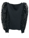 Alice + Olivia Size S Black Viscose & Nylon Boat Neck Long Puff Sleeve Top Black / S