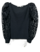 Alice + Olivia Size S Black Viscose & Nylon Boat Neck Long Puff Sleeve Top Black / S