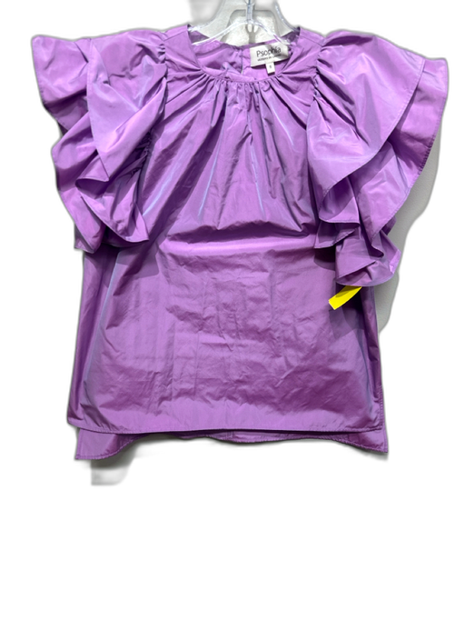 Psophia Vazquez de Castro Size S Purple Polyester Ruffle Cap Sleeve Taffeta Top Purple / S