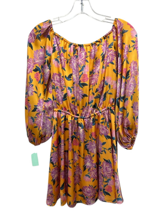Lovers + Friends Size XS Orange & Purple Polyester Long Sleeve Floral Dress Orange & Purple / XS