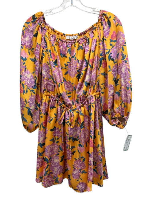 Lovers + Friends Size XS Orange & Purple Polyester Long Sleeve Floral Dress Orange & Purple / XS