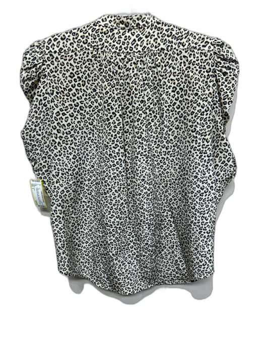 Frame Size S Beige & Black Silk Puff 1/2 Sleeve Animal Print Buttons Blouse Top Beige & Black / S
