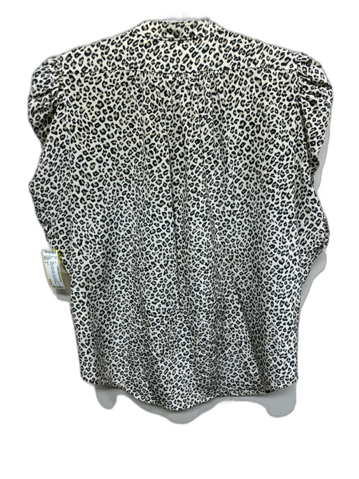 Frame Size S Beige & Black Silk Puff 1/2 Sleeve Animal Print Buttons Blouse Top Beige & Black / S