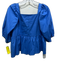 Monica Nera Size M Blue Cotton Short Puff Sleeve Square Neckline Peplum Top Blue / M
