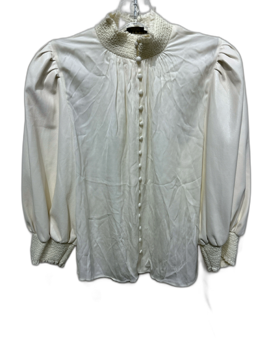 Alice + Olivia Classics Size S Cream White Viscose & Polyurethane 1/2 Button Top Cream White / S