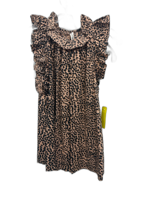 Ulla Johnson Size 4 Light Brown & Black Cotton Sleeveless Animal Print Top Light Brown & Black / 4