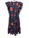 Ulla Johnson Size 4 Blue & Orange Cotton Ruffle Cap Sleeve Floral Print Dress Blue & Orange / 4