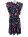 Ulla Johnson Size 4 Blue & Orange Cotton Ruffle Cap Sleeve Floral Print Dress Blue & Orange / 4