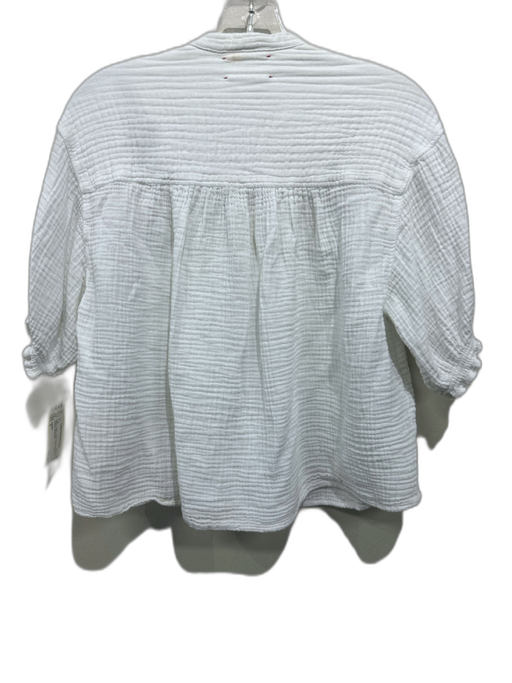 XiRENA Size S White Cotton Gauze Short Sleeve Buttons Top White / S