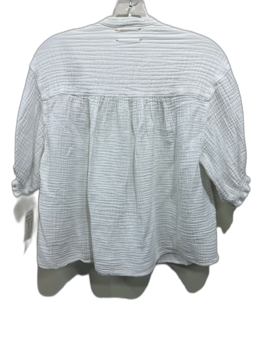 XiRENA Size S White Cotton Gauze Short Sleeve Buttons Top White / S