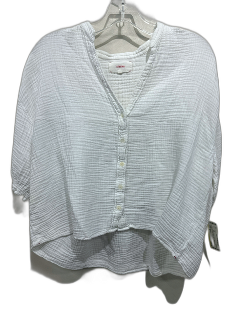 XiRENA Size S White Cotton Gauze Short Sleeve Buttons Top White / S
