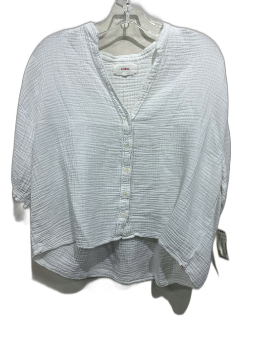 XiRENA Size S White Cotton Gauze Short Sleeve Buttons Top White / S