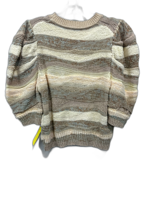 Ulla Johnson Size M Cream, Beige, Multi Cotton & Nylon Short Puff Sleeve Sweater Cream, Beige, Multi / M