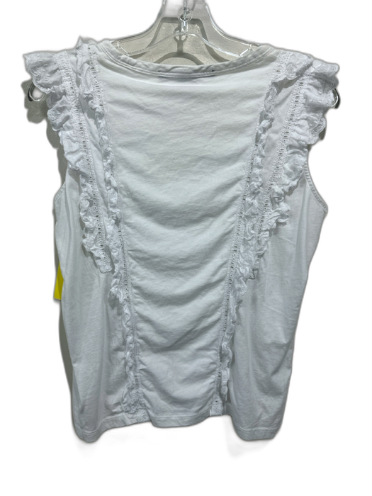 Veronica Beard Jeans Size M White Cotton Sleeveless Ruffle Detail Tank Top White / M