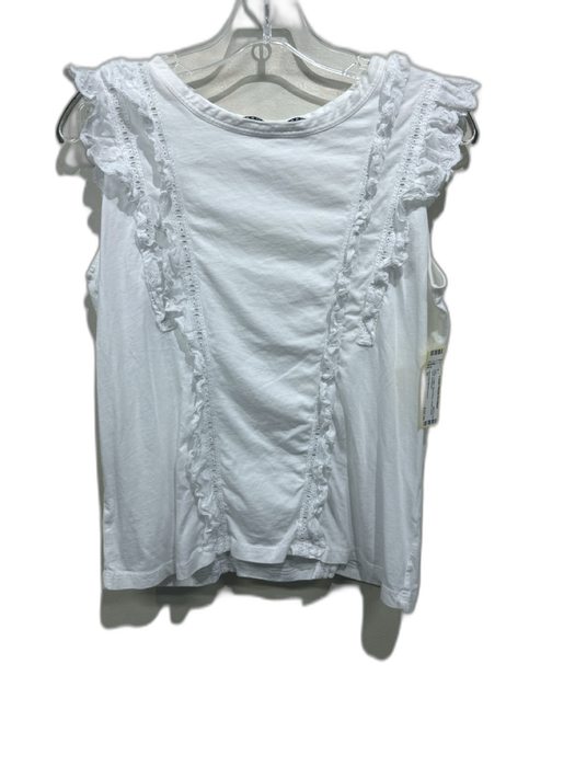 Veronica Beard Jeans Size M White Cotton Sleeveless Ruffle Detail Tank Top White / M
