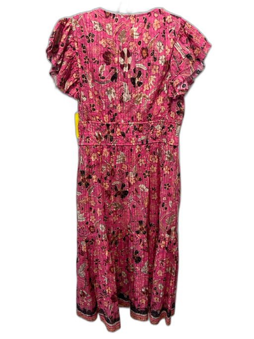 Ulla Johnson Size 8 Pink, Orange, Black Cotton & Viscose Abstract Floral Dress Pink, Orange, Black / 8