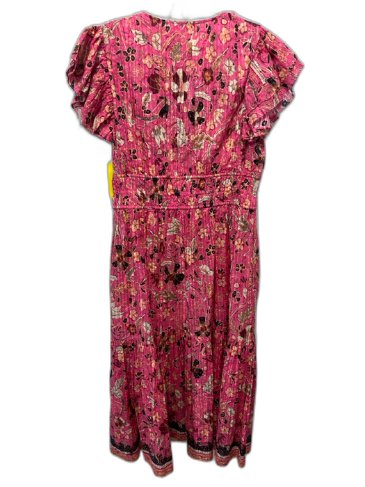 Ulla Johnson Size 8 Pink, Orange, Black Cotton & Viscose Abstract Floral Dress Pink, Orange, Black / 8