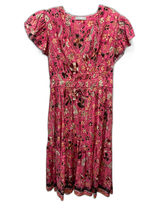 Ulla Johnson Size 8 Pink, Orange, Black Cotton & Viscose Abstract Floral Dress Pink, Orange, Black / 8