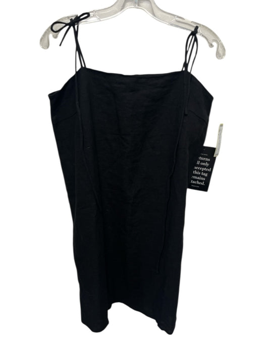 Tuckernuck Size M Black Linen Spaghetti Strap Sheath Mini Dress Black / M