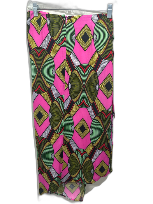 Essentiel Antwerp Size 8 Pink, Green, Yellow Polyester Satin Wrap Midi Skirt Pink, Green, Yellow / 8