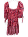 Cara Cara Size Medium Red, Blue, White Cotton Short Puff Sleeve Smocked Dress Red, Blue, White / Medium