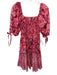 Cara Cara Size Medium Red, Blue, White Cotton Short Puff Sleeve Smocked Dress Red, Blue, White / Medium