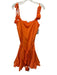 Rhode Size Medium Orange Cotton Tie Strap V Neck Godet hem Tassel Dress Orange / Medium