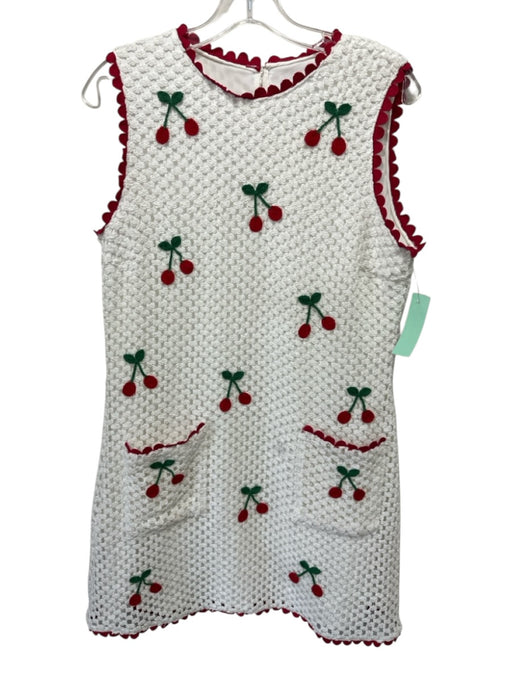 Saylor Size Medium Red, Green, White Cotton Blend Sleeveless Cherries Dress Red, Green, White / Medium