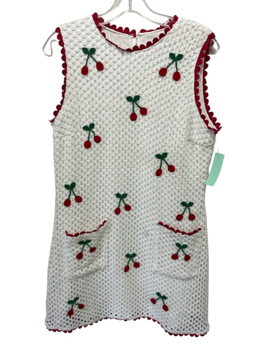Saylor Size Medium Red, Green, White Cotton Blend Sleeveless Cherries Dress Red, Green, White / Medium