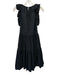 Ulla Johnson Size 4 Black Cotton Ruffle Cap Sleeve Floral Embroidery Dress Black / 4