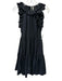 Ulla Johnson Size 4 Black Cotton Ruffle Cap Sleeve Floral Embroidery Dress Black / 4