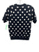 Minnie Rose Size Small Navy Blue & White Cotton & Cashmere Short Sleeve Sweater Navy Blue & White / Small