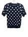 Minnie Rose Size Small Navy Blue & White Cotton & Cashmere Short Sleeve Sweater Navy Blue & White / Small