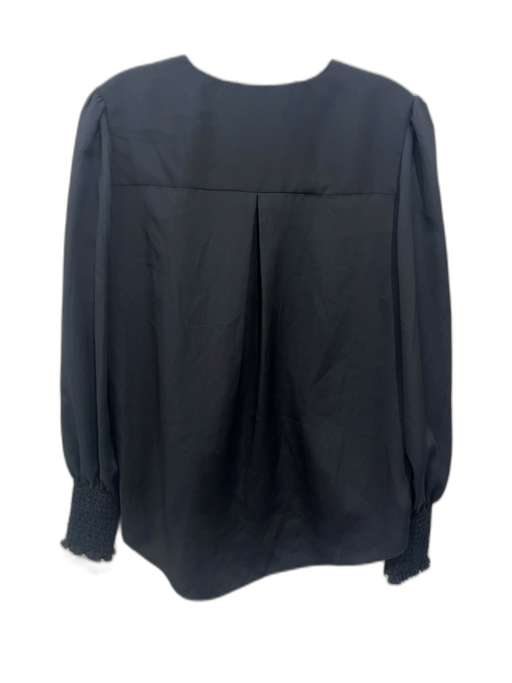 L'agence Size S Black Polyester Long puff sleeve Buttons V Neck Top Black / S