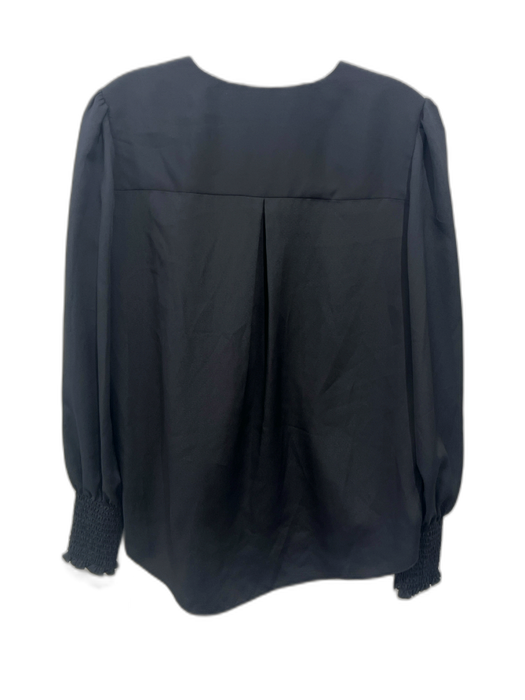 L'agence Size S Black Polyester Long puff sleeve Buttons V Neck Top Black / S