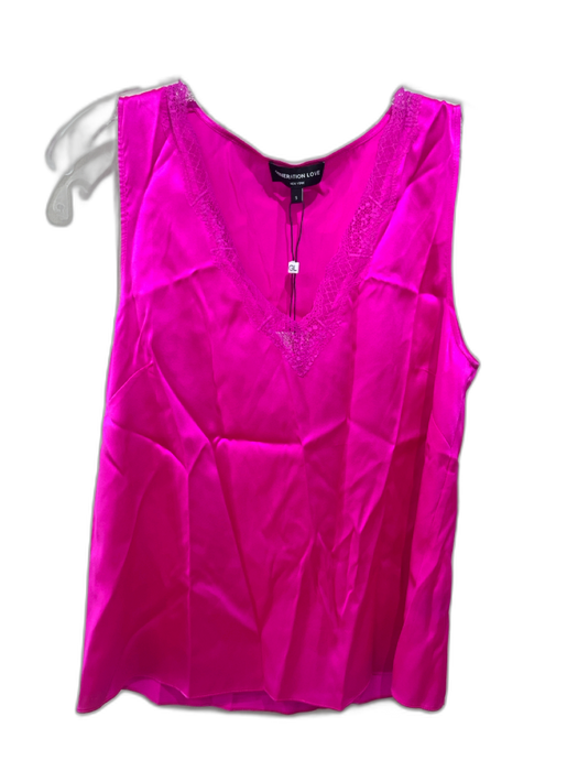 Generation Love Size S Hot pink Silk Sleeveless Tank Lace Detail V Neck Top Hot pink / S