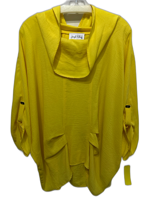 Joseph Ribkoff Size 10 Yellow Polyester Dolman Sleeve Drape Fold Collar Top Yellow / 10