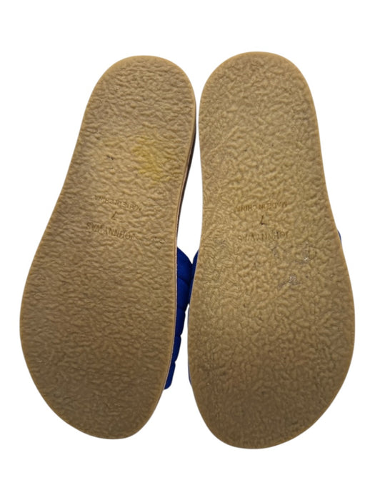 Johnny Was Shoe Size 7 Blue & Brown Suede Stitch Detail slides Mules Sandals Blue & Brown / 7