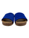 Johnny Was Shoe Size 7 Blue & Brown Suede Stitch Detail slides Mules Sandals Blue & Brown / 7