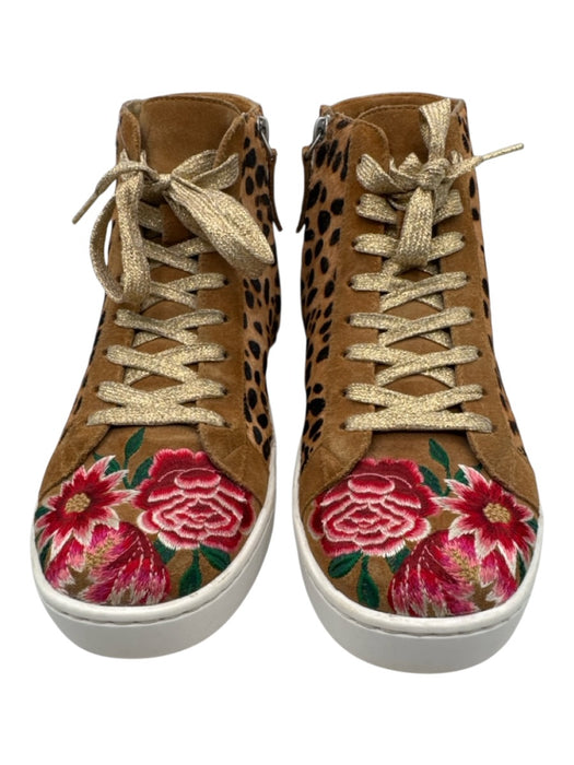 Johnny Was Shoe Size 8 Brown, Black, Pink Cowhide Ponyhair High Top Sneakers Brown, Black, Pink / 8
