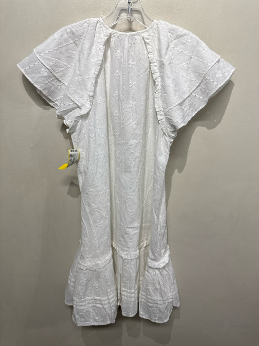 Cleobella Size XS White Cotton Ruffle Cap Sleeve Above Knee Tiered Eyelet Dress