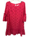 By Anthropologie Size 8 Hot pink Cotton Eyelets 1/2 Sleeve Keyhole Back Dress Hot pink / 8
